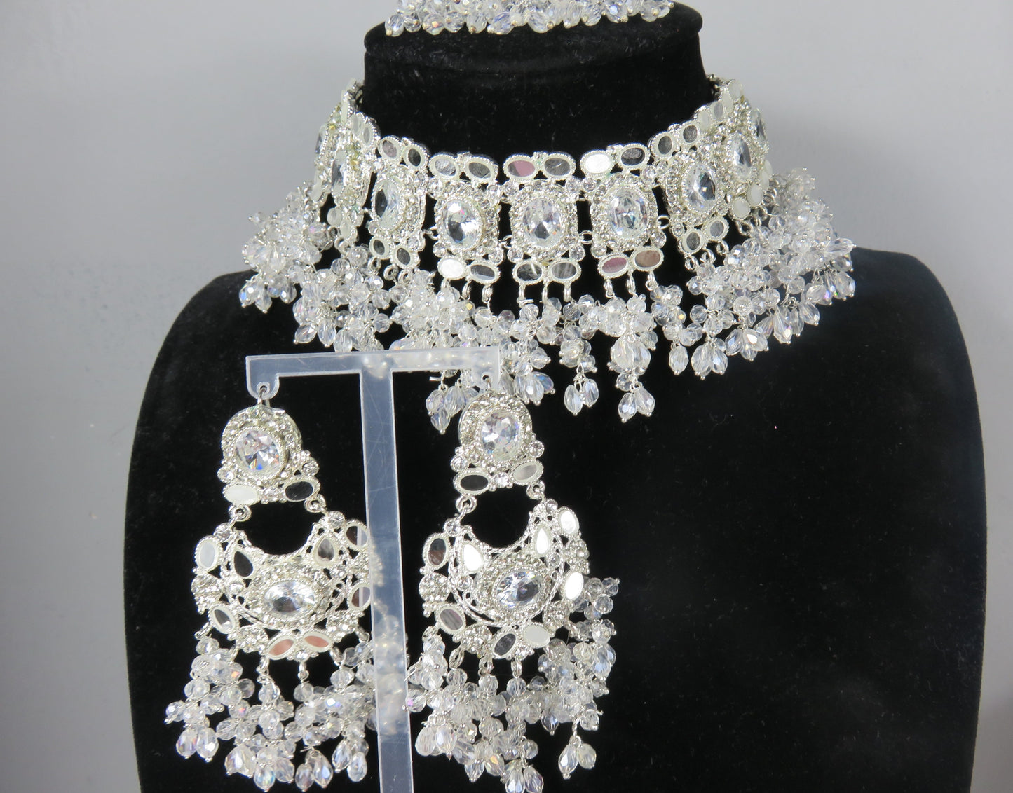 Crystal Droplets Choker Necklace Set