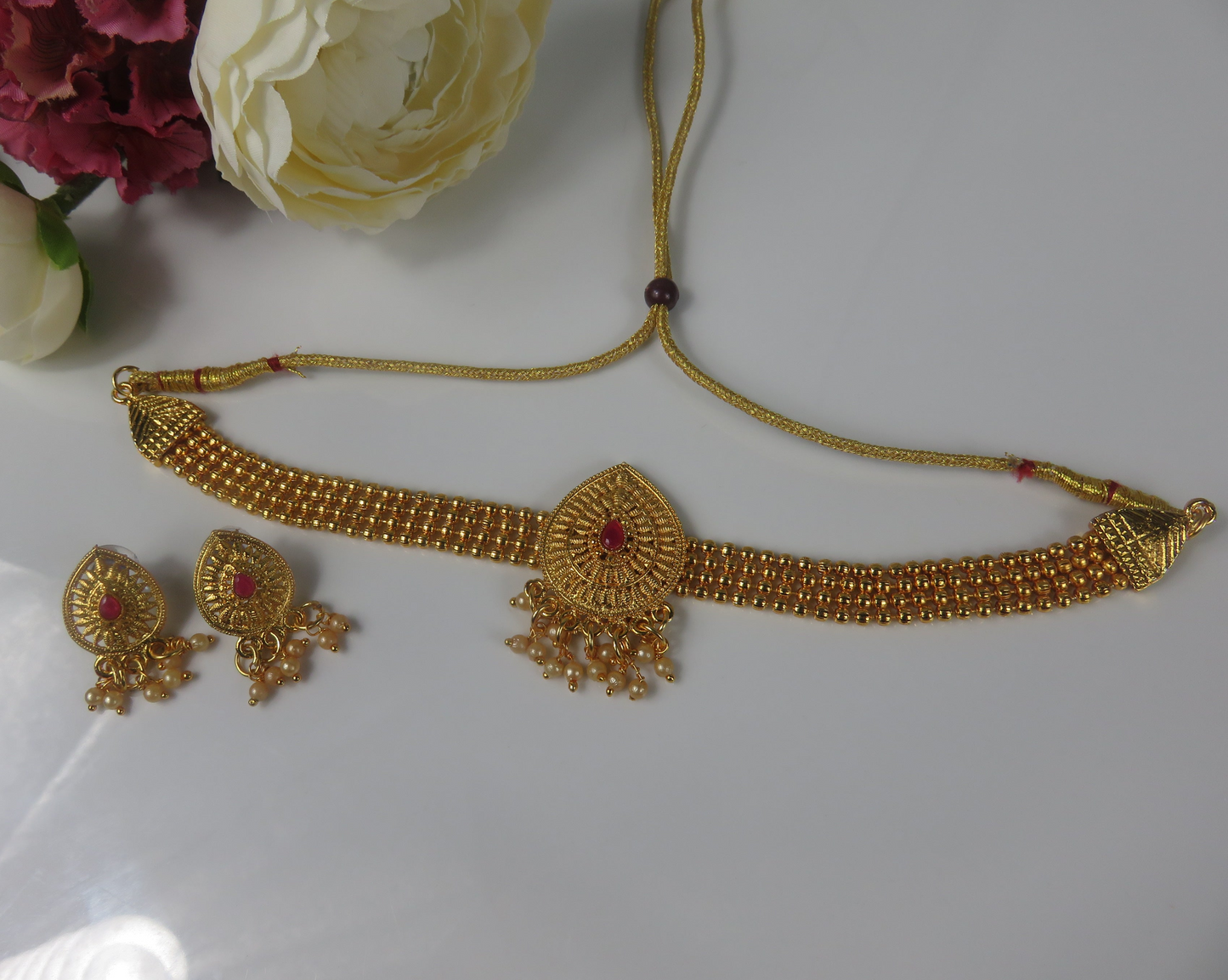Gold and Ruby Choker Necklace